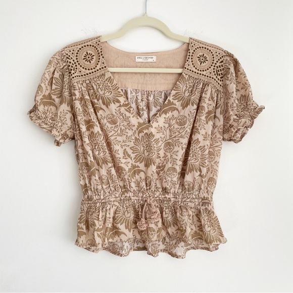 Spell and the Gypsy Lioness Cap Sleeve top peplum babydoll floral paisley XL - Picture 2 of 14